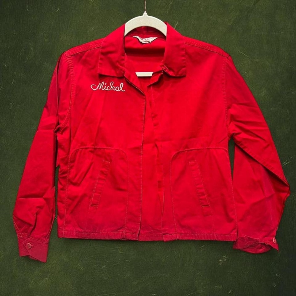 TRUE VINTAGE RARE WORKWEAR 1950s Red Dan River Shop Jacket S/M